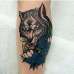 Stark direwolf tattoo by Chips Tattoo. #GOT #gameofthrones #tvshow #star #neotraditional #direwolf #wolf