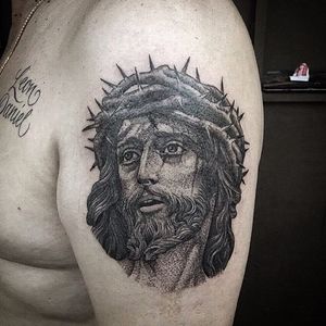 Black and Grey Jesus Tattoo by @anspham #blackandgrey #Jesus #BlackandGreyJesus #Religious #Christ #anspham
