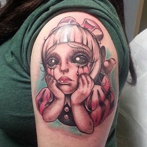 Girl tattoo by Mitchel Von Trapp @Mitchelmonster #Mitchelvontrapp #Newschool #Fantasy #AtomicZombietattoo #Girl