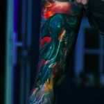 Hammerhead, detail from the leg sleeve tattoo by Nika Samarina. #nikasamarina #coloredtattoo #surrealtattoo #organic #aquatic #hammerhead #detail