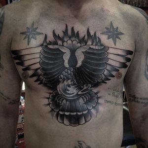 Blast Over Tattoo by @stptattooart #eagle #eagletattoo #blastovereagle #blastoverpanther #blastover #blastovertattoo #blastovertattoos #coverup #oldtattoos #covering #stptattooart