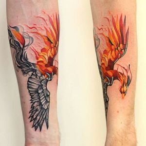 Phoenix Tattoo by Martynas Šnioka #phoenix #phoenixtattoo #watercolor #watercolortattoo #abstract #abstracttattoo #graphic #graphictattoo #lithuanian #MartynasSnioka