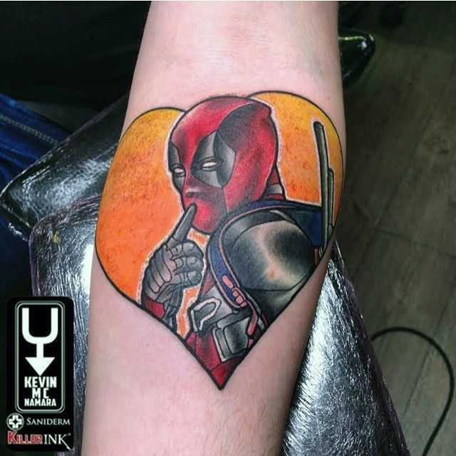Tattoos•by•Shabazz on Tumblr: Anyone interested in a Deadpool logo tattoo?  Where are all my comicbook geeks at? #comics #infinitywar #spiderman  #ironman...