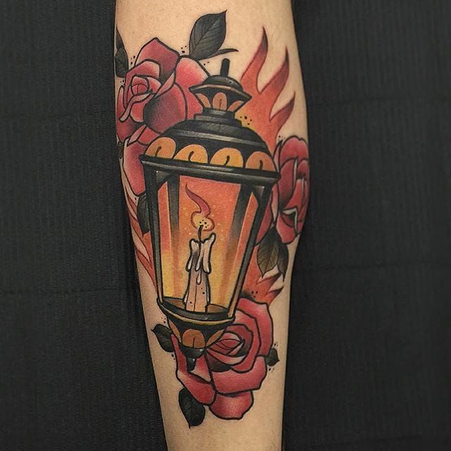 Premium Vector  Traditional lantern and wing tattoo