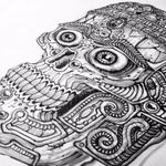 This design looks to be based on a Tibetan Necromancer skull. Tattoo by Chris O'Donnell. #ChrisODonnell #TraditionalJapanese #KingsAvenueTattoo #NewYorkTattooer #oriental #easternculture #skull #asianart #Tibetan