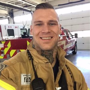 Marshall is a sweetheart that looks out for his community by being a firefighter Photo from Marshall Perrin on Instagram #MarshallPerrin #tattoomodel #tattooedguys #firefighter #traditionaltattoo #tattoododudes