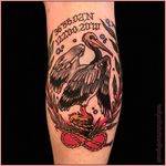 Pelican tattoo by Holly Ellis #Pelican #bird #traditional #HollyEllis