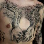 Awesome black and grey chest tattoo by Eduard Virlan. #eduardvirlan #blackandgrey