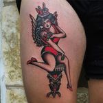 Tattoo by Ivan Antonyshev #IvanAntonyshev #traditionalwoman #Traditional #Girl #Woman #Rose #Mainstaytattoo #Austin
