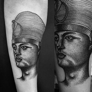 Blackwork Egyption tattoo by Daniel Barreto #DanielBarreto #dotwork #blackwork #linework #egyptian #egyptiantattoo