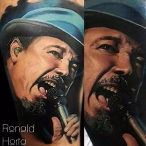 Insanely real portrait of singer and actor Ruben Blades Photo from Ronald Horta on Instagram #RonaldHorta #hyperealism #realistic #colombiantattooers #tatuadorescolombianos #portrait #RubenBlades