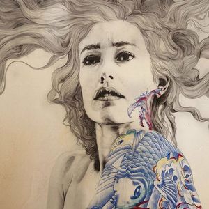 Gabriel Moreno Illustration. #GabrielMoreno #illustrator #artist #fineart #Spanish #gradient #tattooart #tattooedportrait #women