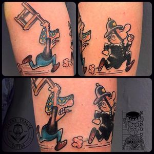 Andy Capp about to bust a chair over a cops head! By Lele Bianchi (via IG -- lele_bianchi_tattoo) #lelebianchi #andycapp #cops