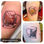 Root beer friend tattoos by James Spooner (via IG -- monocletattoo) #jamesspooner #rootbeer #rootbeertattoo