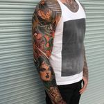 Sleeve Tattoo by Jake Danielson #neotraditional #neotraditionaltattoo #neotraditionaltattoos #neotraditionalartist #JakeDanielson