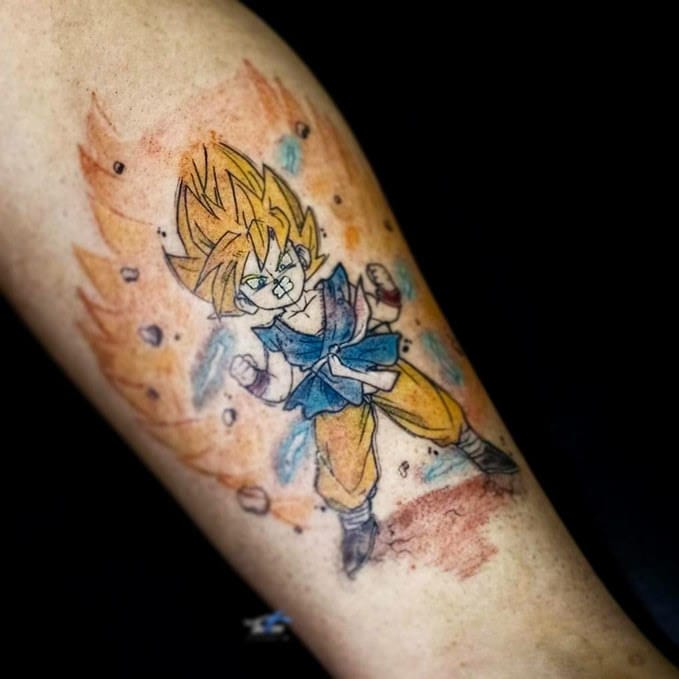 Tattoo uploaded by Luiza Siqueira • #MatheusAlves #brasil #brazil  #brazilianartist #tatuadoresdobrasil #aquarela #watercolor #colorido  #colorful #sketch #goku #dbz #dragonballz #nerd #geek #animação #desenho  #anime #manga #supersaiyajin • Tattoodo