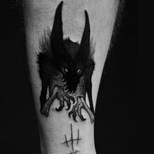 Werewolf monster tattoo by Sergei Titukh #SergeiTitukh #blackwork #monster #werewolf