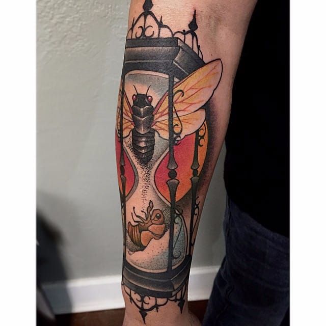 Neotraditional hourglass with wheat and scythe at Matt Brumelow at Lucky  Draw Tattoo Dallas GA  Lucky draw tattoo Hourglass tattoo Tattoos