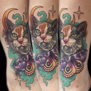 Butterfly and cat tattoo by Georgina Liliane #GeorginaLiliane #cat #kitten #kitty #butterfly