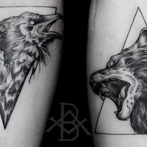 Corvo e lobo #BrunoAlmeida #tatuadoresdobrasil #tatuadoresbrasileiros #tatuadoresbr #blackwork
