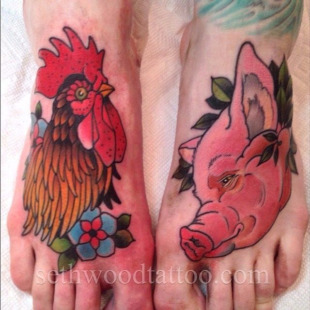A Maritime Classic The Pig and Rooster Tattoo  Tattoodo