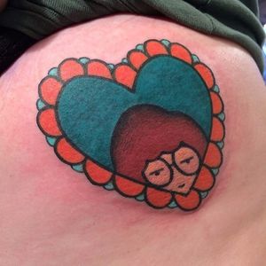 Daria tattoo by Alex Strangler. #Daria #cartoon #tvshow #character #90s #heart #AlexStrangler