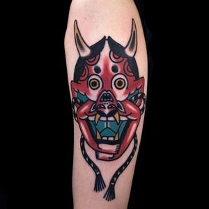 Two in One Hannya Mask and Demon Tattoo by Woo @Woo_Tattooer #WooTattooer #Seoul #Korea #TwoinOneTattoo #OpticalIllusion #OpticalIllusionTattoo #Hannya #Demon