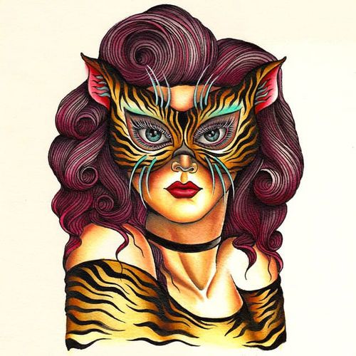 Tiger by Sheila Marcello (via IG-sheilamarcello) #flashart #flashfriday #colorful #80s #SheilaMarcello