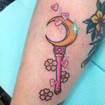 Sailor Moon scepter tattoo by Carly Kroll. #CarlyKroll #girly #pinkwork #cute #neotraditional #popculture #kawaii #sailormoon #scepter #wand #anime #grlpwr