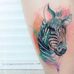 Ink splash watercolor zebra tatttoo by Jess Hannigan. #zebra #watercolor #inksplatter #inksplash #flowers #JessHannigan