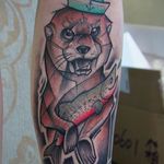 Sketch Style Otter and Fish Tattoo by Damian Thür @MrCoffee85 #DamianThür #Sketchstyle #sketchstyletattoo #Otter #Fish