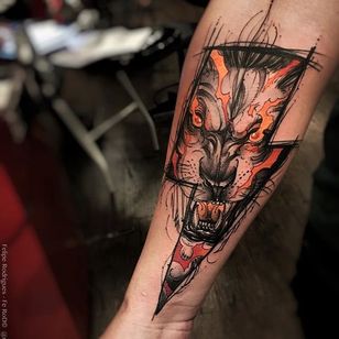 Tatuaje de león rugiente de Felipe Rodríguez.  #FelipeRodriguez #León #Animales #Brasil #Brasileño #Sketch #Acuarela