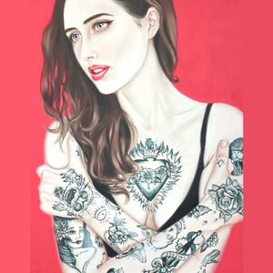 Moving painting by Crajes #Crajes #art #paintings #tattooedwomen