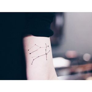 Gemini constellation by Helen Xu via Instagram @helenxu_tattoo #constellation #geminiconstellation #dotwork #linework #minimalism #gemini #constellationtattoo #torontotattooshop
