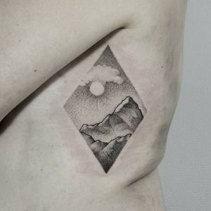 Mountain tattoo by Norako #Norako #dotwork #nature #mountain