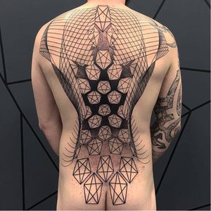 Geometric back tattoo by Seb InkMe #SebInkMe #graphic #abstract #geometric