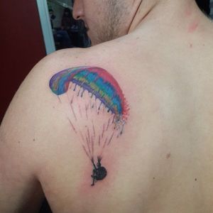 Dripping rainbow parachute, by @paradoks_tattoo_konya #parachutetattoo #parachute #rainbow