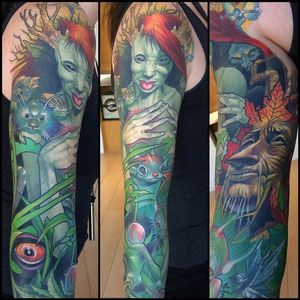 Amazing forest folklore themed sleeve by Steve Moore. #SteveMoore #sleeve