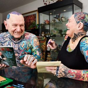 These two are the most tattooed senior citizens in the world. #GuinnessWorldRecord #MostTattooed #GuinnessRecord #CharlotteGuttenberg #ChuckHelmke