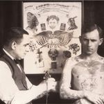 Christian Warlich tattooing a client a very long time ago (IG—nachlass.warlich). #ChristianWarlich #Germany #Hamburg #tattoopioneer #traditional