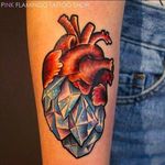 Anatomical Crystal Heart Tattoo done at Pink Flamingo Tattoo shop #PinkFlamingoTattooShop #Anatomical  #Crystal #Diamond #Heart #CrystalHeartTattoo #DiamondHeartTattoo