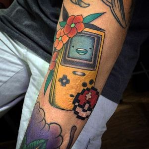 Game Boy Tattoo, artist unknown #GameBoy #Nintendo #Gamer #pixel