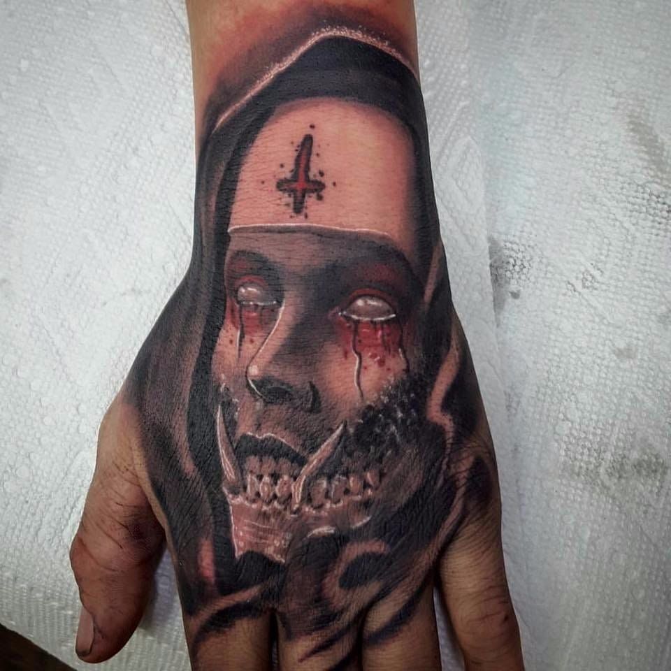 Demonic nun tattoo