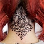 Ornamental nape tattoo by Rose Harley #geometric #dotwork #geometricdotwork #nape #napetattoo #napetattoos #ornamentaltattoo #ornamentaltattoos #pattenwroktattoos #neck #upperback #RoseHarley