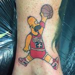 Awesome Homer Simpson tattoo by Steve Butcher #HomerSimpson #basketball #simpsons #TheSimpsons #Bulls #cartoon #23 #basketballtattoo #SteveButcher