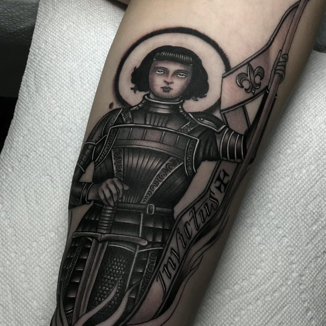 Joan of Arc backpiece tattoo