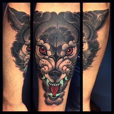 Tatuaje de lobo por Bartosz Panas