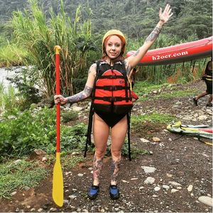 River rafting champ, in Costa Rica. #CostaRica #riverrafting #whitewater #MeganMassacre #tattooartist #tattoomodel #nyink #realitytv #megandreamtattoo #meganmassacrecontest #meganmassacretattoo