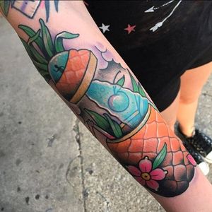 Pineapple tattoo by Ashley Marie. #fruit #pineapple #summer #AshleyMarie