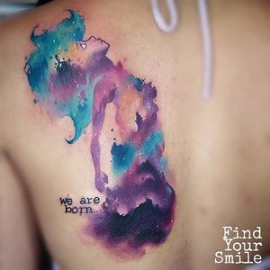 Watercolor Galaxy Tattoo by Russell Van Schaick #WatercolorGalaxy #WatercolorGalaxyTattoo #Galaxy #GalaxyTattoos #WatercolorTattoos #Watercolor #Space #WatercolorSpaceTattoo #RussellVanSchaick